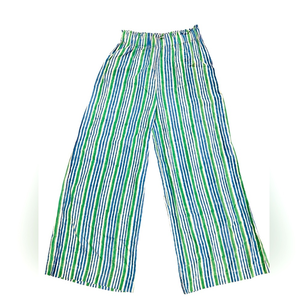 Emerson Fry India collection  Blue and Green wide leg stretch Pants size SM